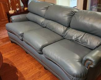 Nice Leather Sofa, Lake Blue
