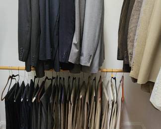 Selection of men's dress slacks, suits, & jackts