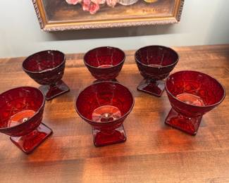Ruby Red Glass Dessert Glasses
