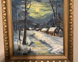Vintage signed oil by D L LARSON