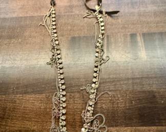 Vintage Stella and Dot Crystal and chain necklace with brown velvet cord