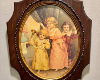 Vintage Picture in Heavy Ornate Wood Frame.