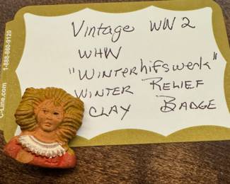 Vintage WW2! Winterhifswerk Winter Relief Clay Badge