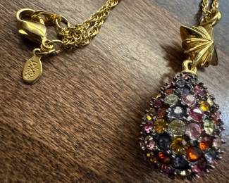 Vintage Joan Rivers Crystal Egg Necklace