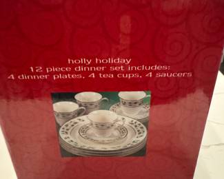 Vintage Holly Holidays 4 piece place setting.