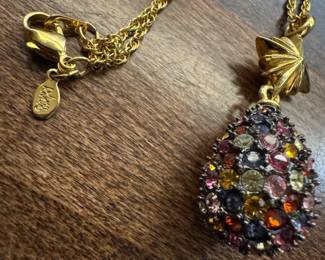 Vintage Joan Rivers Classics Collection Multicolor Austrian Crystal Faberge Star Necklace