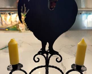 Vintage Southern Living Metal Rooster Candle Holder