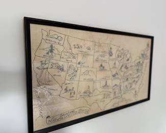 Quaint, hand stitched map of the United States