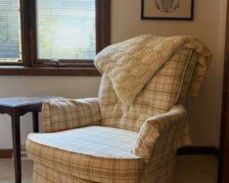 A classic plaid swivel..can’t beat these chairs