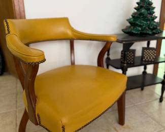 Mid century mustard yellow accent arm chair