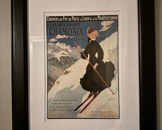 Framed Chamonix Vintage Ski art