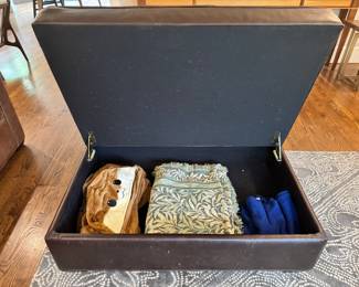 Crate and Barrel leather ottoman with storage