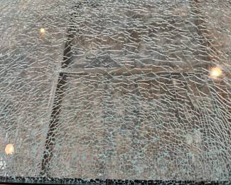 Close up of crackle glass on Cabot House coffee table