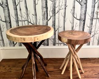 Rustic style tables - cross cut tree accent tables