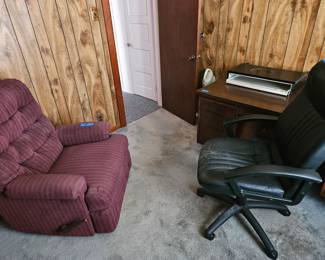 OFFICE DESK, RECLINER, SWIVEL CHAIR