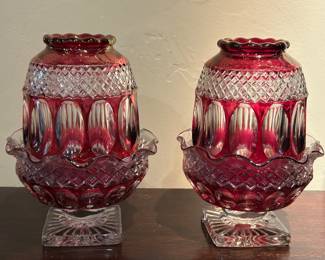 Westmoreland Fairy Courting Candle Lamps.