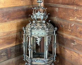 Enormous and heavy wrought iron ceiling lamp