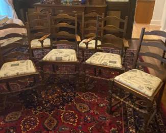 Set of 6 ladder-back chairs including 2 host chairs.