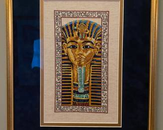 Framed King Tut needlepoint