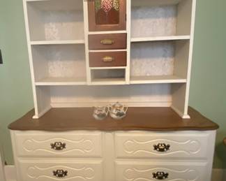 Dresser/shelves with stained glass panel
