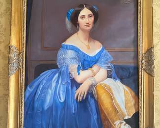 Newer painted portrait of Joséphine-Éléonore-Marie-Pauline de Galard de Brassac de Béarn (1825–1860), Princesse de Broglie, original painted by Jean-Auguste-Dominique Ingres between 1851 and 1853.