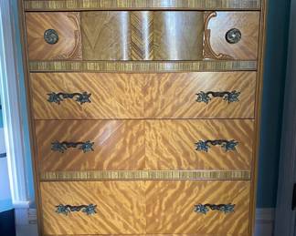 Part of 3 piece set, 5-drawer Art Deco dresser. One handle needs repair