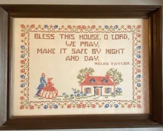 Vintage framed cross stitch