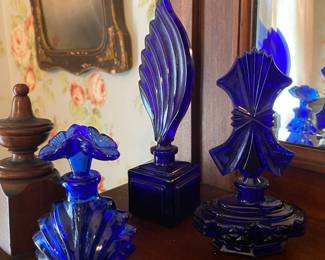 Cobalt blue perfume bottles