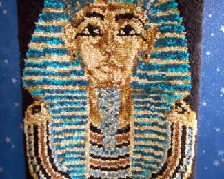 Lg. Egyptian latch-hook wall hanging