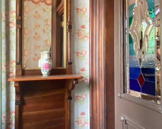 Victorian entranceway mirror & shelf