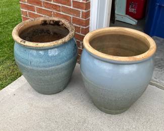Large clay glazed planters