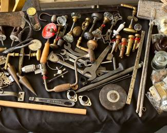 Assorted Tools & antique hardware