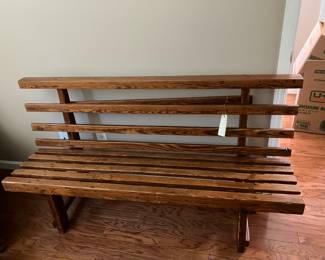 Antique wooden slat bench