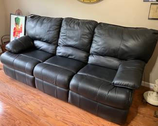 Black leather sofa
