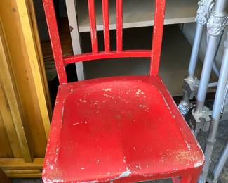 Vintage red metal chair