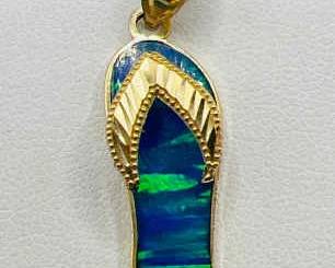 14K Gold Opal Beachy Summertime Pendant