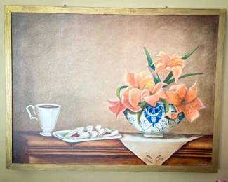 Acrylic Still Life on Canvas Signed "Wooden"