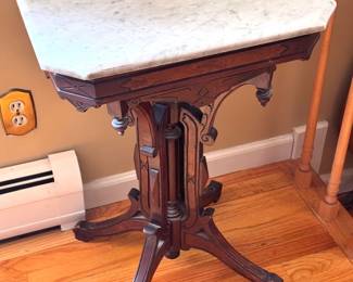 Remen And Pezoid Marble Top Ornate Side Table