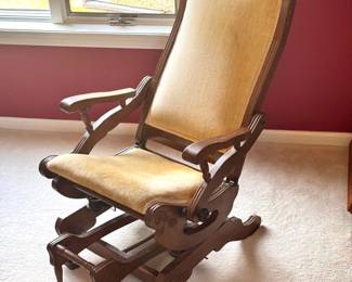 Antique Spring Rocker With Adjustable Ottoman