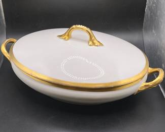 Pair of (2) Large M. Roden Limoges Porcelain Covered Casseroles