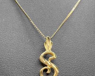 14K Gold Necklace with Initial S Pendant