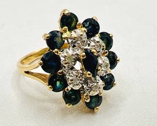 Sparkling 14K Gold Cocktail Ring with Diamond Accents