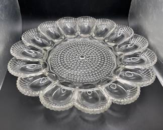 11” Vintage Indiana Glass Deviled Egg Platter