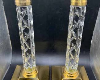 10.75” Waterford Crystal & Brass Candlesticks