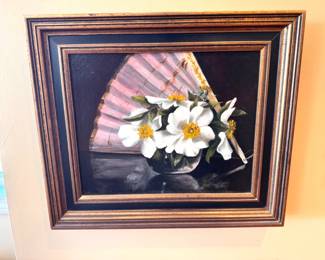 Painted Floral And Fan - By TM Pierce