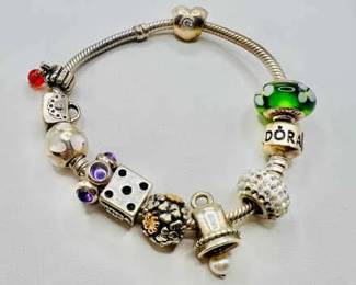 Pandora Bracelet with Sterling Silver Charms