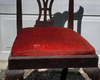 American Chippendale Style Mahogany And Velvet Chair