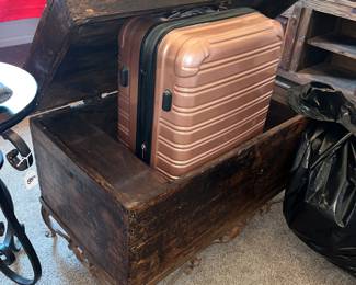 RUSTIC WOODEN TRUNK w/ IRON BASE
