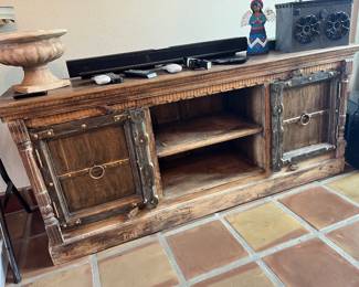 RUSTIC ENTERTAINMENT CABINET w/ SONOS SOUND BAR