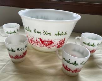 Hazel Atlas Vintage Punch bowl with cups